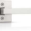 1 Pack Dummy Door Handles,Stain Nickel Square Door Levers,Non-Turing Single Side Knob Pull for Closet French Doors