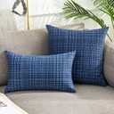Kevin Textile Throw Pillow Cover Outdoor Waterproof Decorative Square Cushion Covers Water Resistant Pillowcase Shell for Couch Tent Park Pack of 2 (16 x 16 Navy Blue)