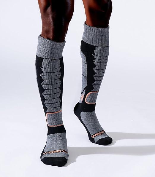 WEIERYA Merino Wool Ski Socks for Men, Women & Youth - Over-the-Calf Full Cushion Thermal Snowboard Socks, Winter Performance  Pair