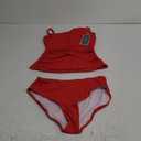 Women's 2 Piece High Waisted Ruffle Waffle Swimsuit Bathing Suit Bikini Sets, M, Red