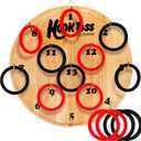 Hook Game Ring Toss for Adults & Kids, Wooden Board Dart Wall Game, Outdoor Indoor Games for Family and Friends, Played at Dorm, Beach, Party, Camping and Yard