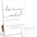 How Many Candies Game, Bridal Shower Games, Bridal Shower Decorations, Baby Shower Games, Birthday Party Decorations,1 Wooden Play Sign with Stand and 50 Guessing Cards Set