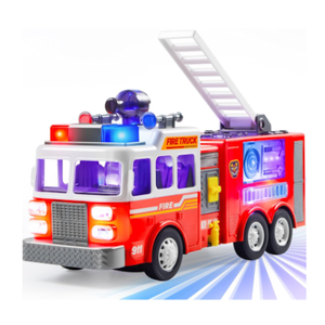 JOYIN LED Fire Truck Toy for Toddlers - LED Projections & Sirens, Bump and Go Fire Engine Trucks with Mode Switch & Volume Control, Kids Firetruck, Boy Toys, Christmas Birthday Gifts for Grandkids
