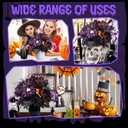 Alupssuc 2 Bundles 22 Heads Large Artificial Halloween Flowers, Fake Flower Arrangement with Spider&Eyeball Decoration, Faux Floral Bouquet for Home Party Decor in Table Centerpieces, Purple&Black