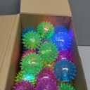 Charniol 60 Pack Light up Spike Rubber Ball LED Spiky Ball Strobe Flashing Sensory Toy Bouncy Flash Stress Toy for Adults, Teens, 2.17 Inch