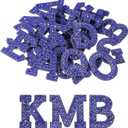 MECCANIXITY Iron on Patch Decorative A-Z Dark Blue Glitter Alphabet Applique Rhinestone English Letter for DIY Clothes Repair Hats Bags Pack of 26