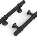 10 Pack 3''(76mm) Matte Black Knurled Cabinet Knobs Kitchen Black Knobs Drawer Pulls Hardware for Cupboard