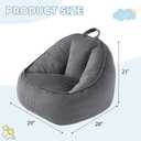 HUGHEAVEN Bean Bag Chairs for Kids, Toddler Bean Bag Chair, Comfy Cozy Reading Chair & Stuffed Toddler Floor Sofa, Soft Beanbag Chairs for Boys and Girls, Lazy Floor Seat for Gaming and Reading, Grey, Small