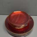 Rubtlamp 60 Pcs Red Plasitc Plates, Gold Red Disposable Plates, Fancy Party Plates, Hammered Plastic plates Include 30 Dessert Platos, 30 Dinner Platos for Party, Thanksgiving&Christmas