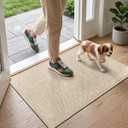LEKEEPGO Door Mat 17"x29", Non Slip Door Mat Indoor Entrance, Rubber Backing Indoor Door mat Washable Absorbent Low-Profile Doormat Front Entryway Entry Resist Dirt Inside Door Mats, Khaki