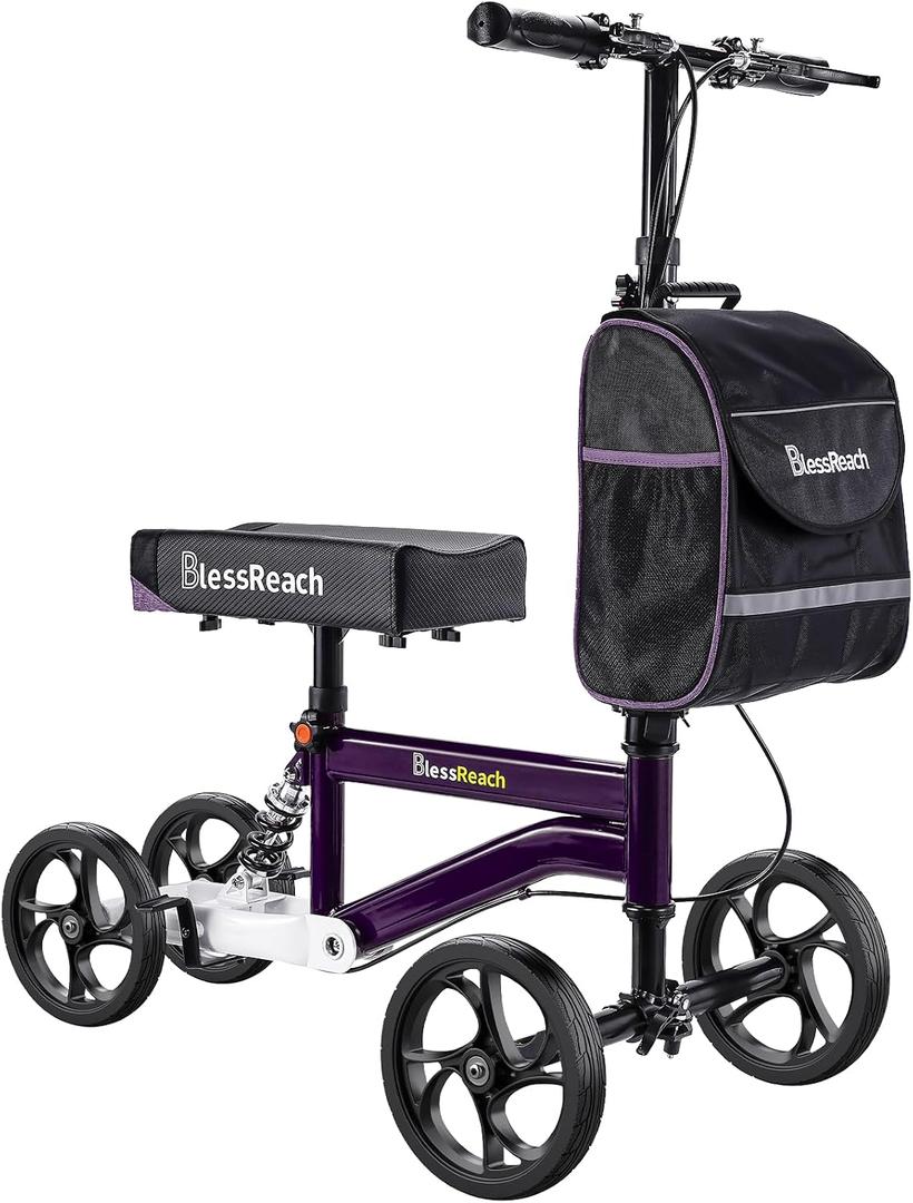 BlessReach Economy Knee Scooter, Steerable Knee Walker, Foldable Knee Scooters for Foot Injuries Adult Best Crutches AlternativeKnee Scooter for Adults Purple