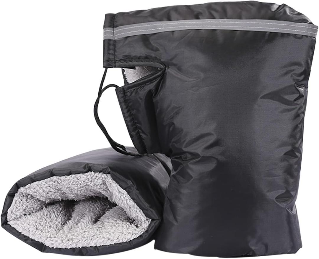 Universal Motorcycle Handlebar Gloves Muffs ATV/Snowmobile/Scooter Handle Grip Gauntlets Gloves Winter Fluff Warmer Thermal Cover Rider Glove Wind/Snow/Water Proof Hands Warmer Mitts for Cold Weather