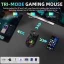 Aula SC620 Wireless Gaming Mouse, Tri-Mode 2.4GHz/USB-C/BT5.3 Computer Mouse with 12000 DPI, Programmable Macro Gamer Mouse with Rapid Fire Key, RGB Light Gaming Mice for PC/Laptop/Mac(Black)