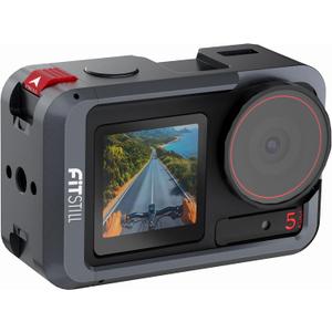 FiTSTILL Metal Protective Case for DJI Osmo Action 5 Pro/Action 4/Action 3,Protective Anti-Scratch Hard Shell Case Housing with Lens Cover,1/4" Thread & Cold Shoe for Video Light Microphone