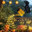 Solar Lights Outdoor Decorative, Watering Can with Cascading Lights, with Dog Silhouette Garden Stakes, Gifts for Mom Women, Waterproof Metal Garden Decor for Yard Art, Outside(1 Pack)