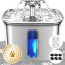 Veken Innovation Award Winner Stainless Steel Cat Water Fountain, 95oz/2.8L Automatic Pet Fountain Dog Water Dispenser with Replacement Filters & Silicone Mat, Gifts for Cats, Dogs (Silver)