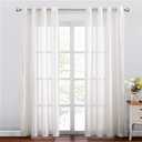 NICETOWN Linen Curtains Off White Sheer Flax Textured, Grommet Semi Linen Sheer Window Treatments Privacy with Light Filtering Vertical Drapes for Bedroom/Living Room, W52 x L84, 2 Panels