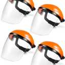 4 Pack Safety Face Shield for Grinding and Cutting, Full Impact Resistant Face Shield Mask for Work Chemical Woodworking (Orange)