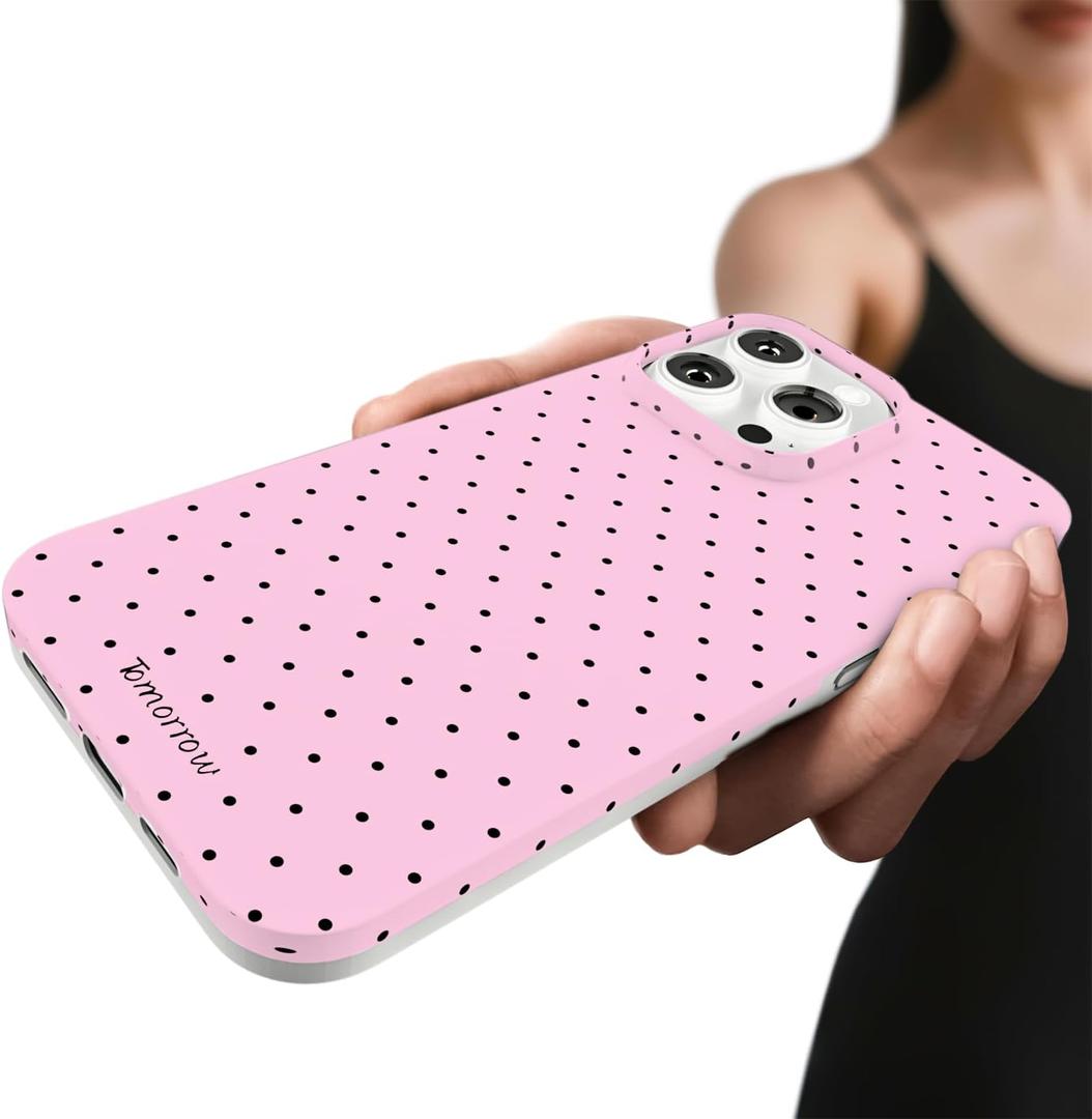 Compatible with iPhone 14 Pro Case, with Polka Dot Aesthetics Design Simple Case for Women Girl, Cute Fashion Soft TPU Slim Protection Phone Case for iPhone 14 Pro 6.1'' - Pink