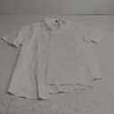 DEMEANOR Linen Shirts for Men Short Sleeve Button Down Shirts Summer Beach Casual Linen Button Up Shirt Vacation Wedding (Large, All White)
