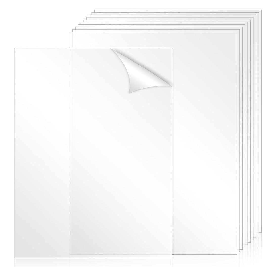 TKOnline 10 PCS Plexiglass Sheets, 8.5" x 11" x 0.02 Clear PET Sheet Panels, Clear Acrylic Plastic Sheet for Picture Frame, Invitations, Poster Frames Plastic Board
