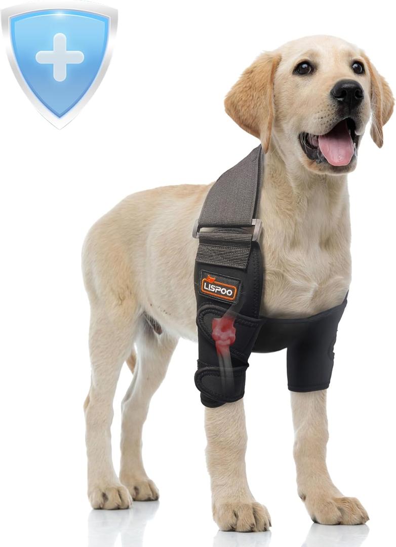 Lispoo Dog Elbow Brace & Protector for Dogs - Front Leg Support Sleeve for Arthritis, Injury Recovery, Pressure Sores Relief - Adjustable Canine Shoulder Stabilizer (Both Legs XS)
