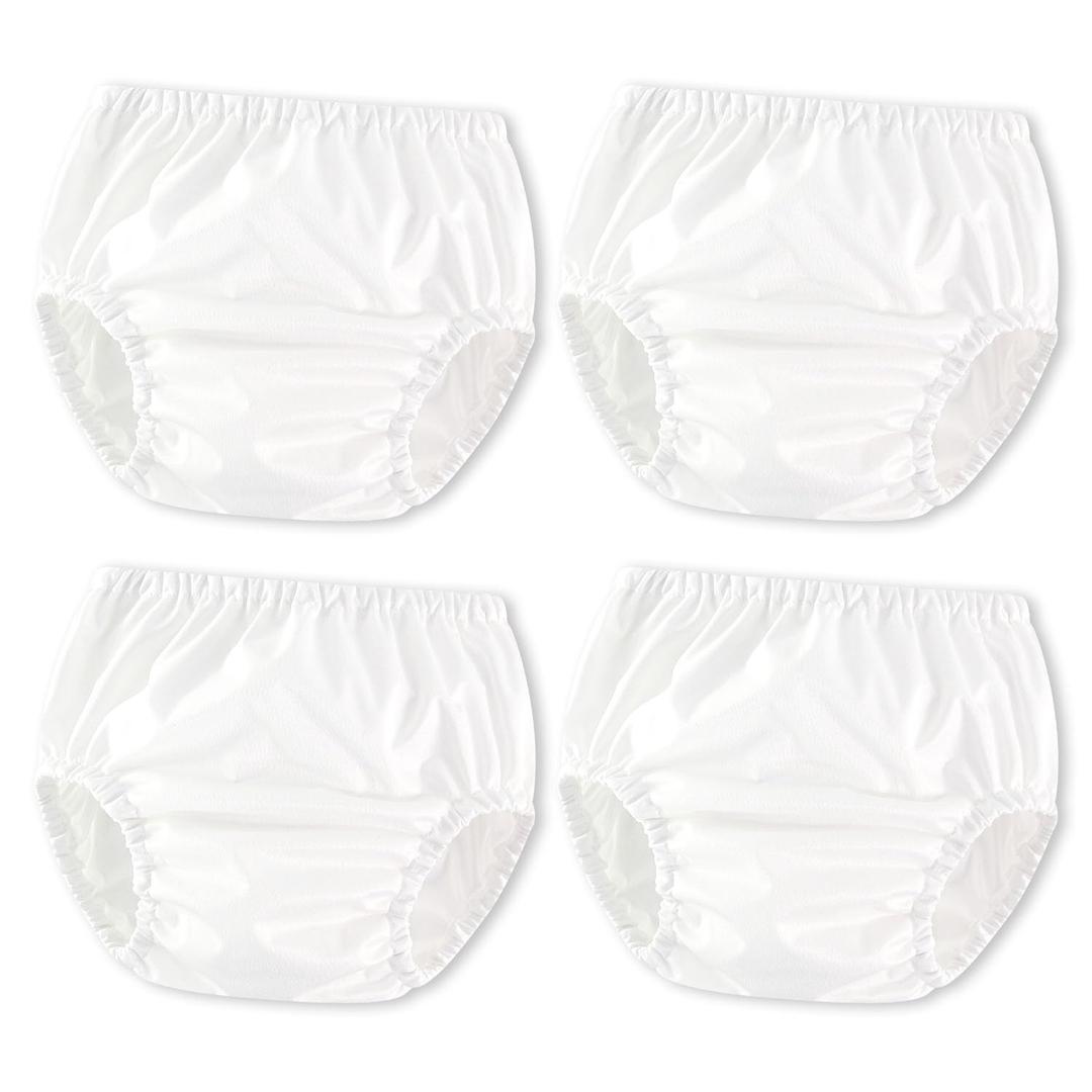 Joyo roy White Diaper Covers for Girls Toddler Swim Cloth Diaper Covers for Toddlers 4Pcs Plastic Underwear for Potty Training Clothing Cover Boys Leakproof Plastic Training Pants for Toddlers 3T-4T