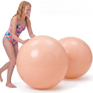 Tradder 2 Pcs Peach Giant Inflatable Beach Ball 28 Inch Jumbo Pastel Pool Balls Extra Large Blow up Pool Toy for Adults Summer Outdoor Games Water Beach Party Favor Decorations