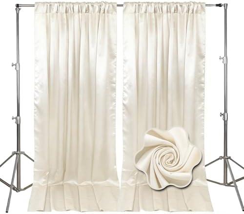 10ft x 10ft Ivory White Backdrop Curtains for Parties, Fabric Satin Background Curtain with Rod Pockets for Weddings, Birthday, Baby Shower, Photography, Graduation Party Backdrop Drapes, 2 Panels