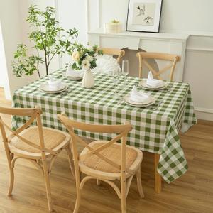 Waterproof Plaid Tablecloth Fabric - Square 58x58 Inch Classic Gingham Checker Table Cloth for Indoor/Outdoor Use - Buffalo Table Cover for Picnics, BBQs, and Parties, Sage Green 