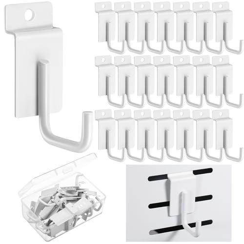 Tandefio 25 Pack J Shaped Slatwall Hooks and Hangers Heavy Duty Slatwall Accessories for Display Panel Garage, 3.25 Inch(White)