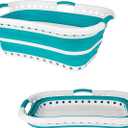 Collapsible Laundry Basket – Foldable Clothes Hamper, 37L Pop-Up Storage Container/Organizer, Portable Washing Tub, Oval Hip Hugger Design, Non-Slip Carry Handles, Space Saving
