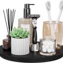 Lazy Susan for Table Top Bamboo Lazy Susan Organizer Turntable for Cabinet Kitchen Countertop for Condiment Bathroom Counter Organizer Decor Sink Tray Black 10 Inch