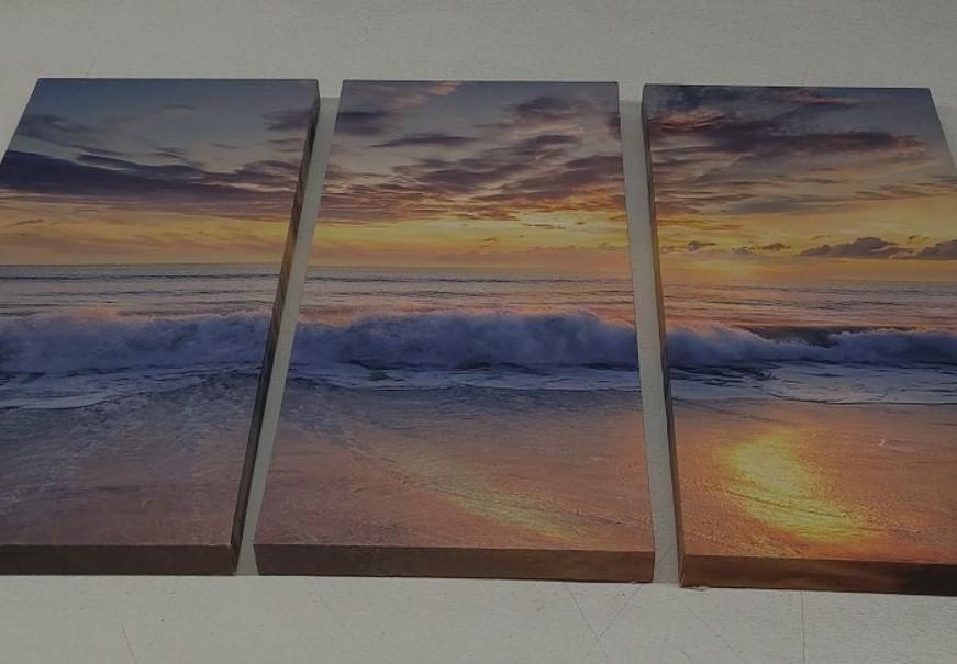 Renditions Gallery-Canvas Prints Wall Art-Dawn Rays-Gallery Wrapped-Landscape-Modern-Home Décor-Ready to Hang-3 Pieces-Each Canvas 12x24 inch 3-Pc