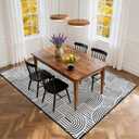 SHACOS Soft Cozy Fluffy Arch Pattern High Low Pile Rugs 3'x5' Non Slip Washable Scandinavian Minimalist Rug Modern Geometric Arc Carpet for Living Room Bedroom Dining Room, Black/White