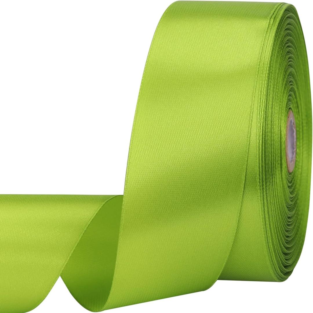 1-1/2 inches 50 Yard Light Green Satin Ribbon for Gift Wrapping, Wedding, Crafts, Christmas,Easter, Floral, Hair, Invitation Decorations and More, Light Green
