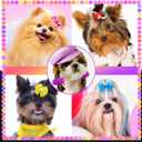 100pcs Dog Hair Bows, Bulk Cute Puppy Pet Small Dog Hair Bows with Rubber Bands, Mix Handmade Flower Puff Ball Rhinestone Pearls Dog Bows, Yorkie Dog Bows for Dog Hair Grooming Accessories