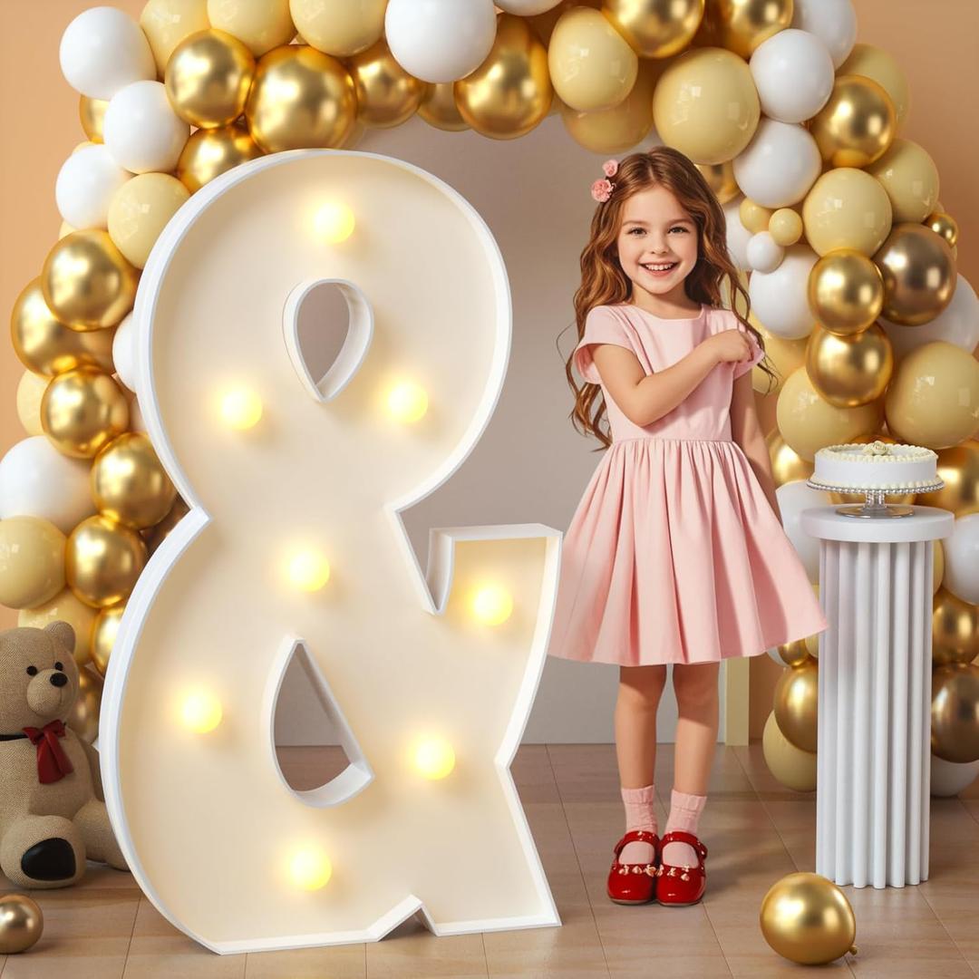 imprsv Marquee Light Up Letters, 3FT Mosaic Letters with Light for Baby Shower Graduation Party Decor, Large & for Engagement Wedding Party Decorations (Need to Assemble)