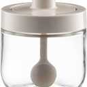 Glass Storage Jars,Round Condiment Jar Spice Container,Spoon Cover Integrated,Seasoning Sealed Jar,Food Storage Container Canisters For Salt Sugar Grains-8.3 * 10cm(3.3 * 3.9inch)