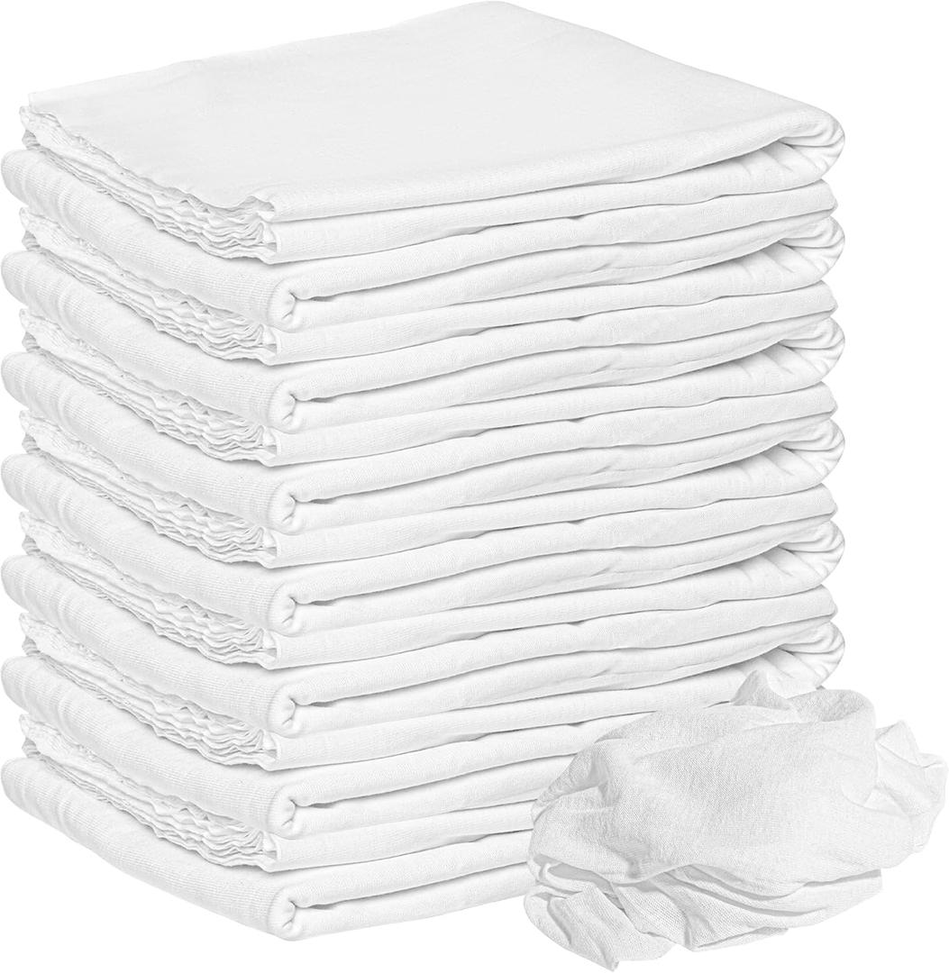 New Premium White T-Shirt Knit Rags, 100% Cotton Premium Quality Cloth Rags, Perfect for General Cleaning, Spills,Home,Staining,Polishing And More By Nabob Wipers (1Lb) (18x18 Inch (15 Pack))