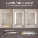 18X24 inches Rectangular LED Bathroom Mirror with Lights, Anti-Fog, Dimmable, Backlit + Front Lit, Lighted Bathroom Vanity Mirror for Wall, Memory Function, Tempered Glass, Shatter-Proof