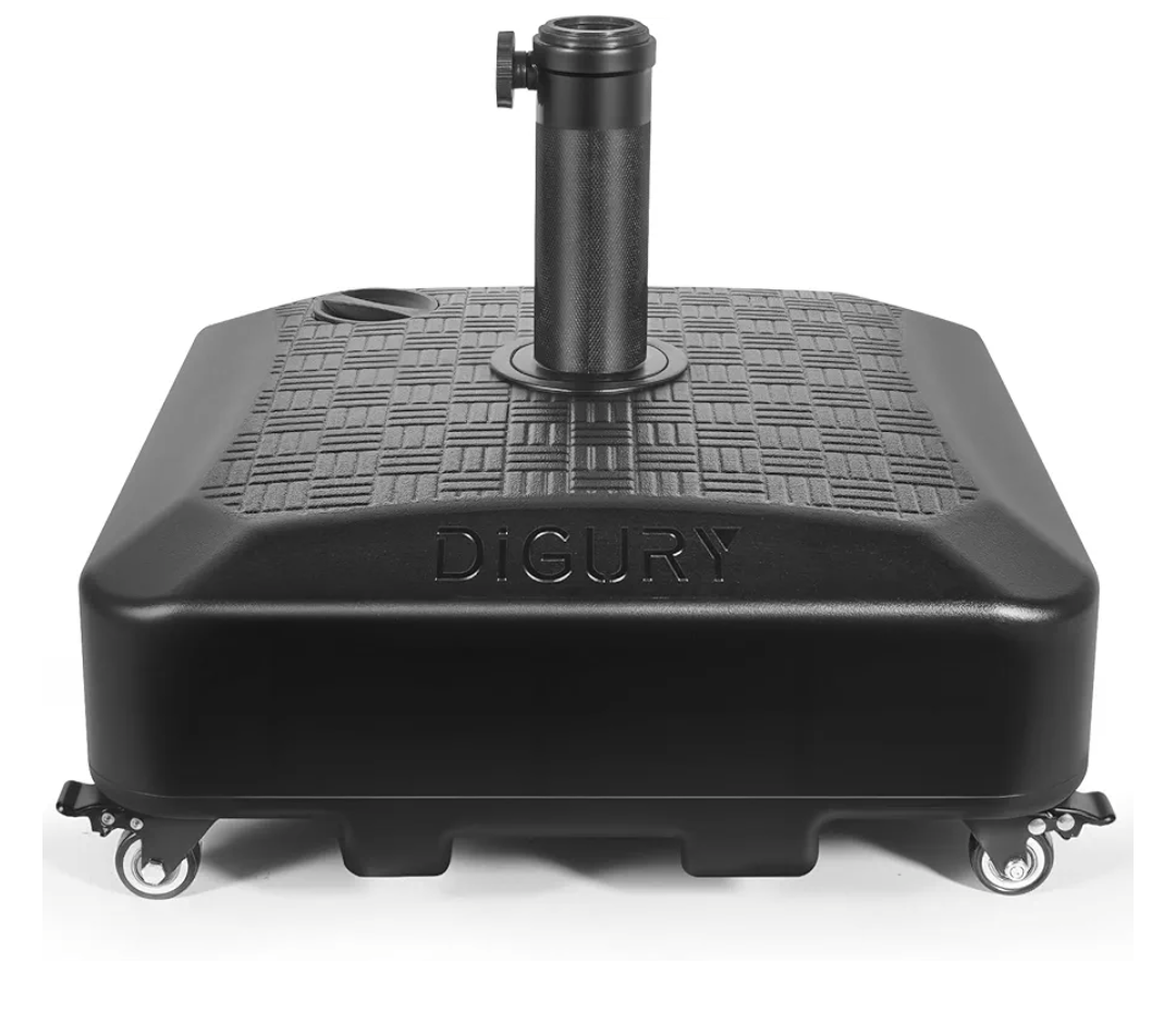 Umbrella Base Outdoor Patio Umbrella Stand with Wheels Fillable 125lb Heavy Duty Mobile Base Weighted Rolling Stand - Black