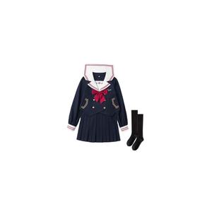 Japanese School Girls Uniform Suit Sailor Dress Pleated Skirt Anime Cosplay Costume Kawaii Cute Student Outfit Set, Size: X-Small--Asia S