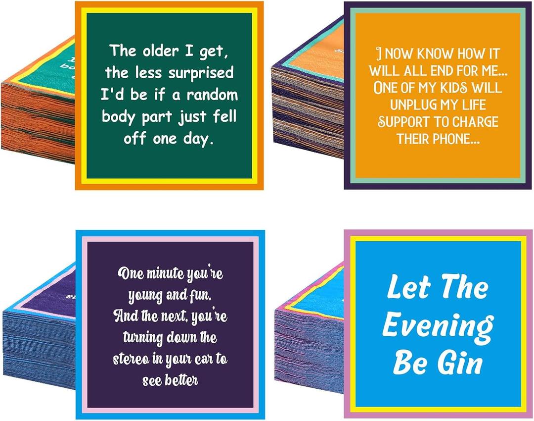 100 Pcs Funny Cocktail Napkins with Humor Sayings 5 x 5 Fun bar Beverage Paper Cocktail Napkins Adult Disposable Decorative for Wedding Birthday Picnic Party