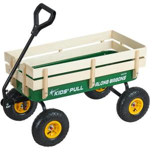VEVOR 39 inch Pull Along Kids Wagon, Red Rolling Cargo Toy Wagons for Kids, Outdoor Utility Cart for Garden Beach Camping with All Terrain Wheels for Child Present, Supports up to 330 lbs