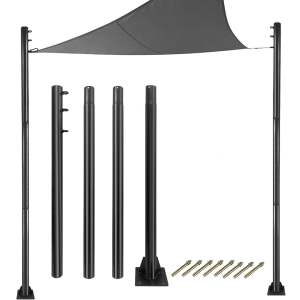 Velskud Shade Sail Pole, Length 10 feet, Diameter 3 inches, Steel Material, Heavy Duty Outdoor Sun Shade Sail Poles kit for Patio Outdoor Camping Pool Car Shade, Adjustable Height