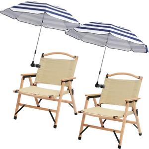 2 Pack Classic 46 Inch D-Blue Portable Umbrellas with Universal Clamp for Patio, Beach, Wheelchair, Golf Carts (Excluding chairs)
