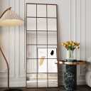 Antok Full Length Mirror, Floor Mirror 65" x 22" Rectangular Window Decorative Mirror, Metal Framed Decor Floor Mirror Art Pane Mirror Wall Decor for Bedroom, Living Room, Entryway, Bronze