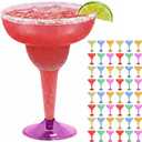 Prestee Multicolor Disposable 30 Plastic Margarita Glasses - 12 oz Hard Cocktail Cups for Cinco de Mayo Fiesta, Taco Party and Mexican Decorations - Fiesta Party Decorations - Large (Pack of 30)