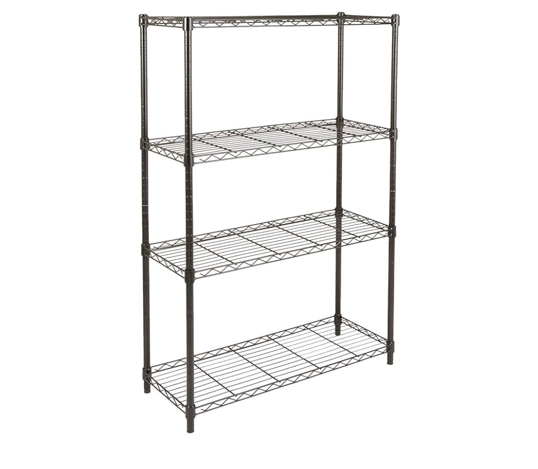 Amazon Basics 4-Shelf Adjustable Heavy Duty Steel Wire Rack Storage Shelving Organizer for Kitchen, Garage, 36" L x 14" W x 54" H, Black